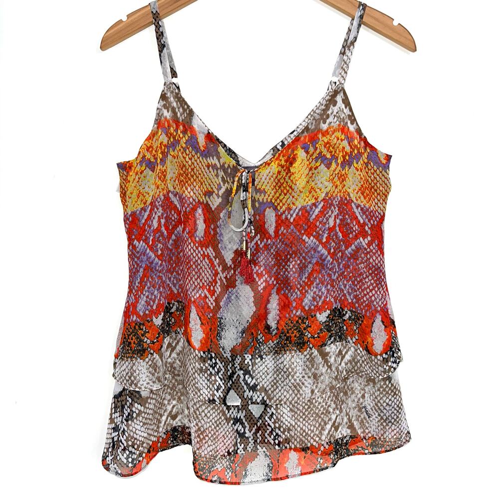Hale Bob Multicolor Snakeskin Tiered Cami Tank Top Size XS
